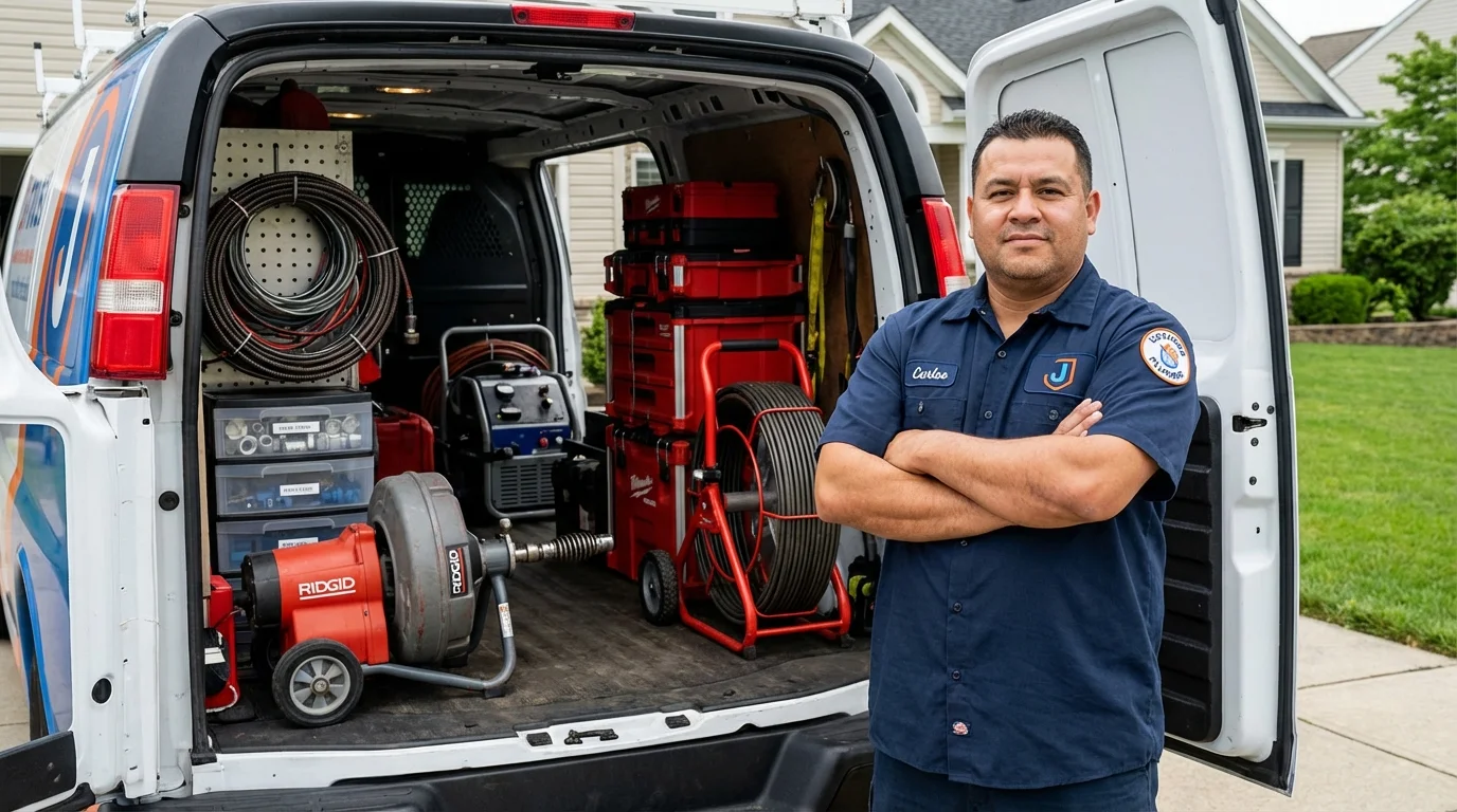 Professional drain cleaning equipment and Johns Plumbing LLC plumber in Cusseta